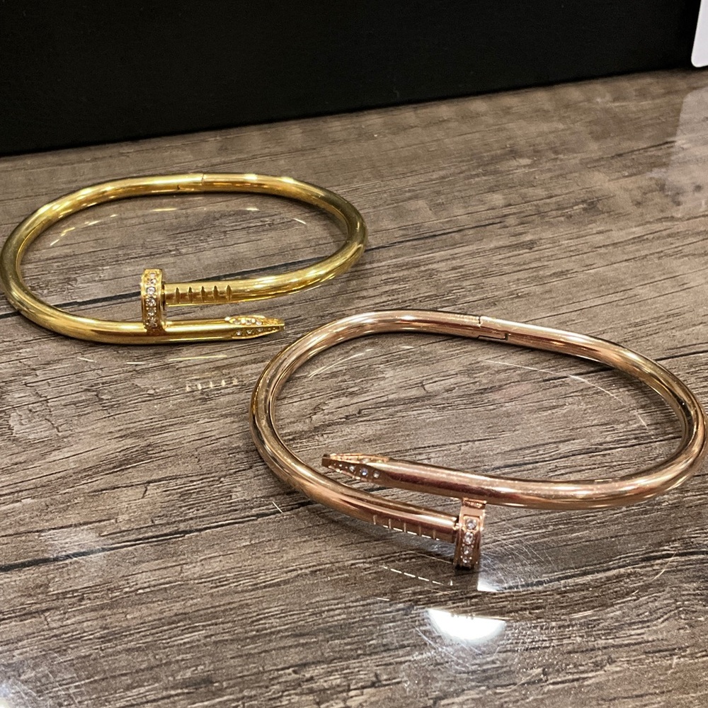 Elegant Gold and Rose Gold Nail Bracelets
